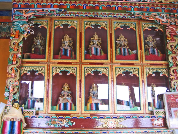 Ladakh, India, Shey, the Buddha behind glass in a monastery. Royalty Free Stock Images